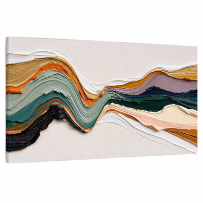 Textured abstract waves painting stretched canvas wall art on a white background