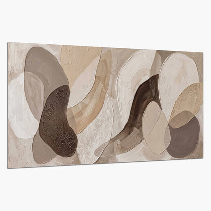 Layered organic shapes in taupe, cream and brown single poster print on a white background