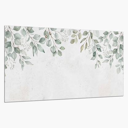 Pale sage eucalyptus leaves against a light background single poster print on a white background