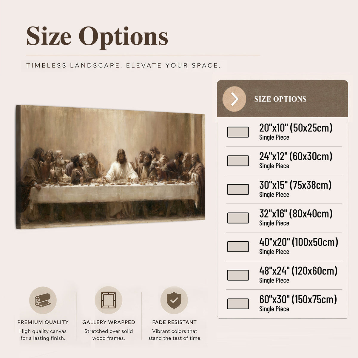 Sepia Last Supper oil painting canvas wall art size options