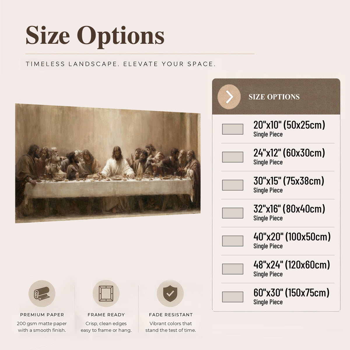 Sepia Last Supper oil painting poster print size options