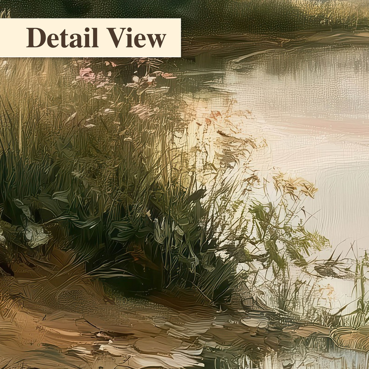 Summer river countryside painting detail close-up