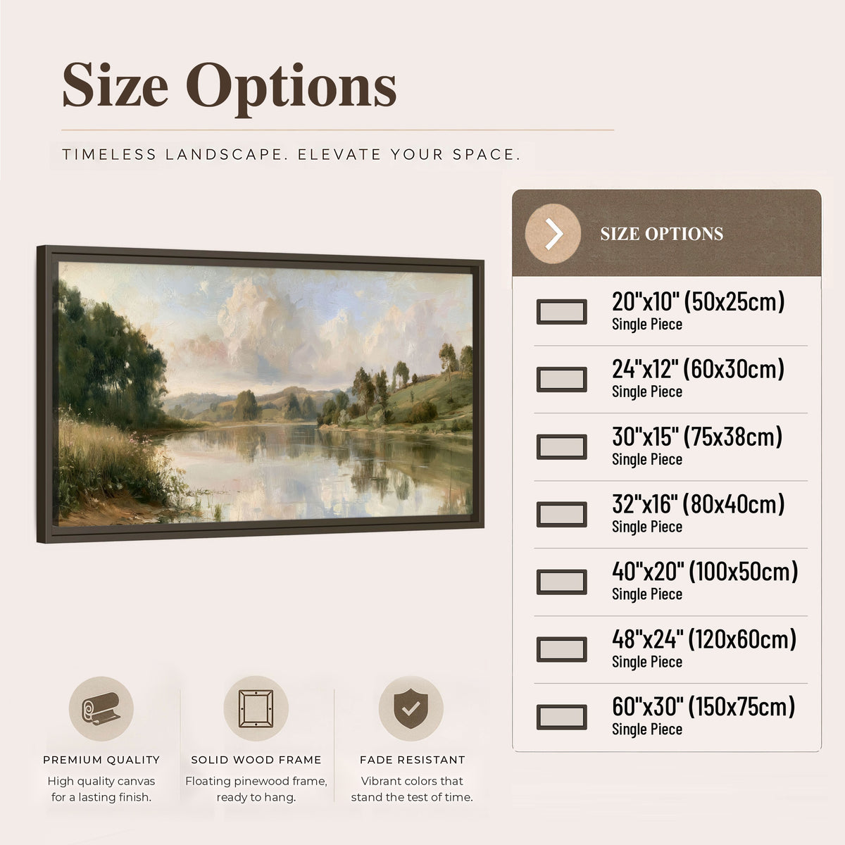 Summer river countryside painting framed canvas wall art size options