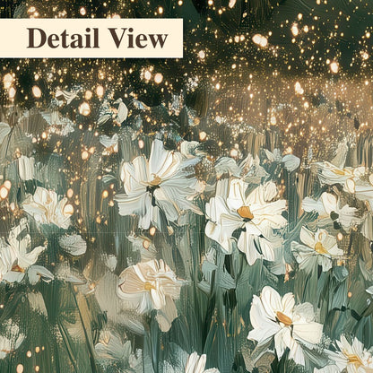 White daisy meadow sunset painting detail close-up