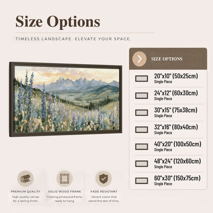 Mountain wildflower valley painting framed canvas wall art size options