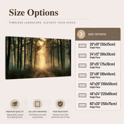Golden forest path painting canvas wall art size options