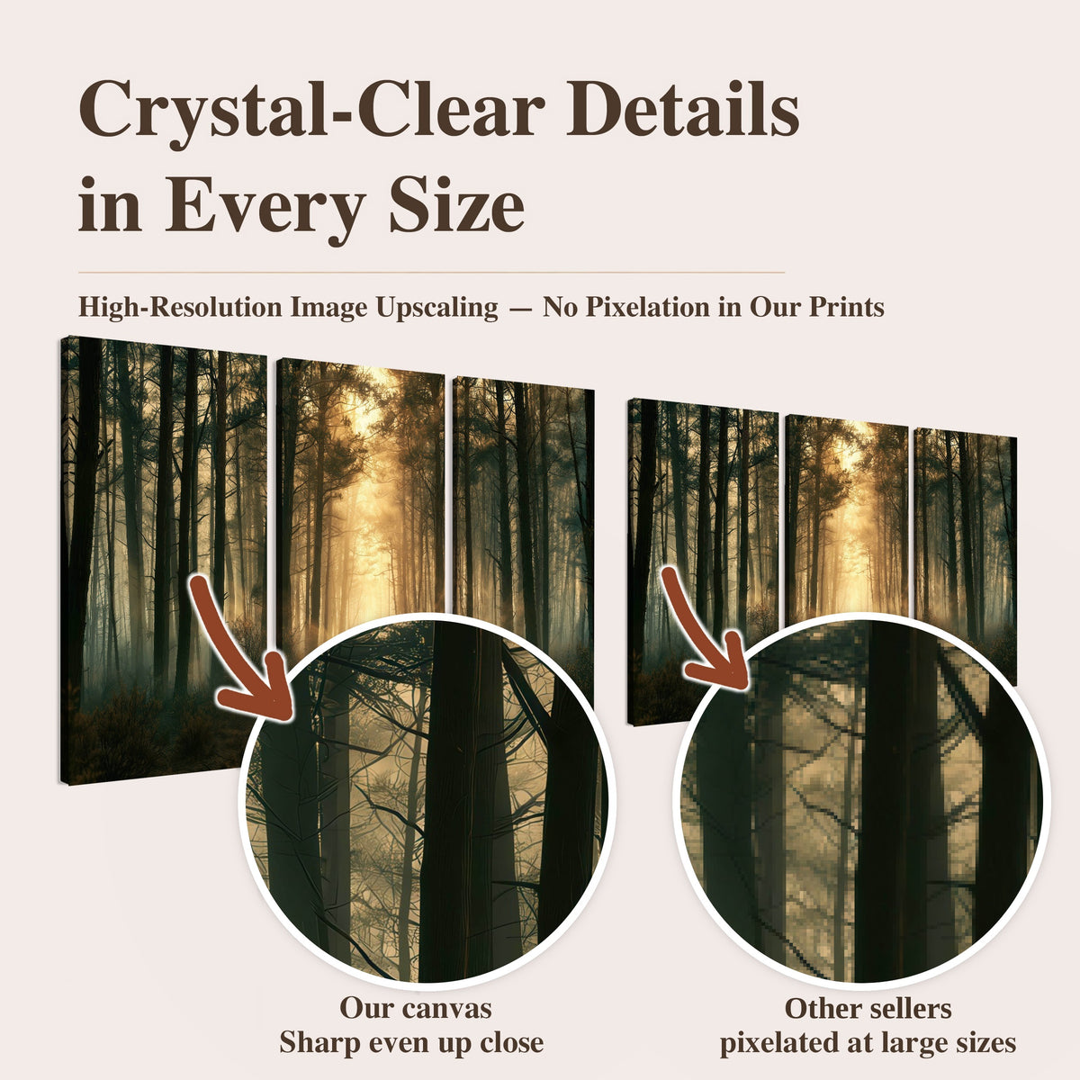Golden forest path painting high-resolution print quality comparison