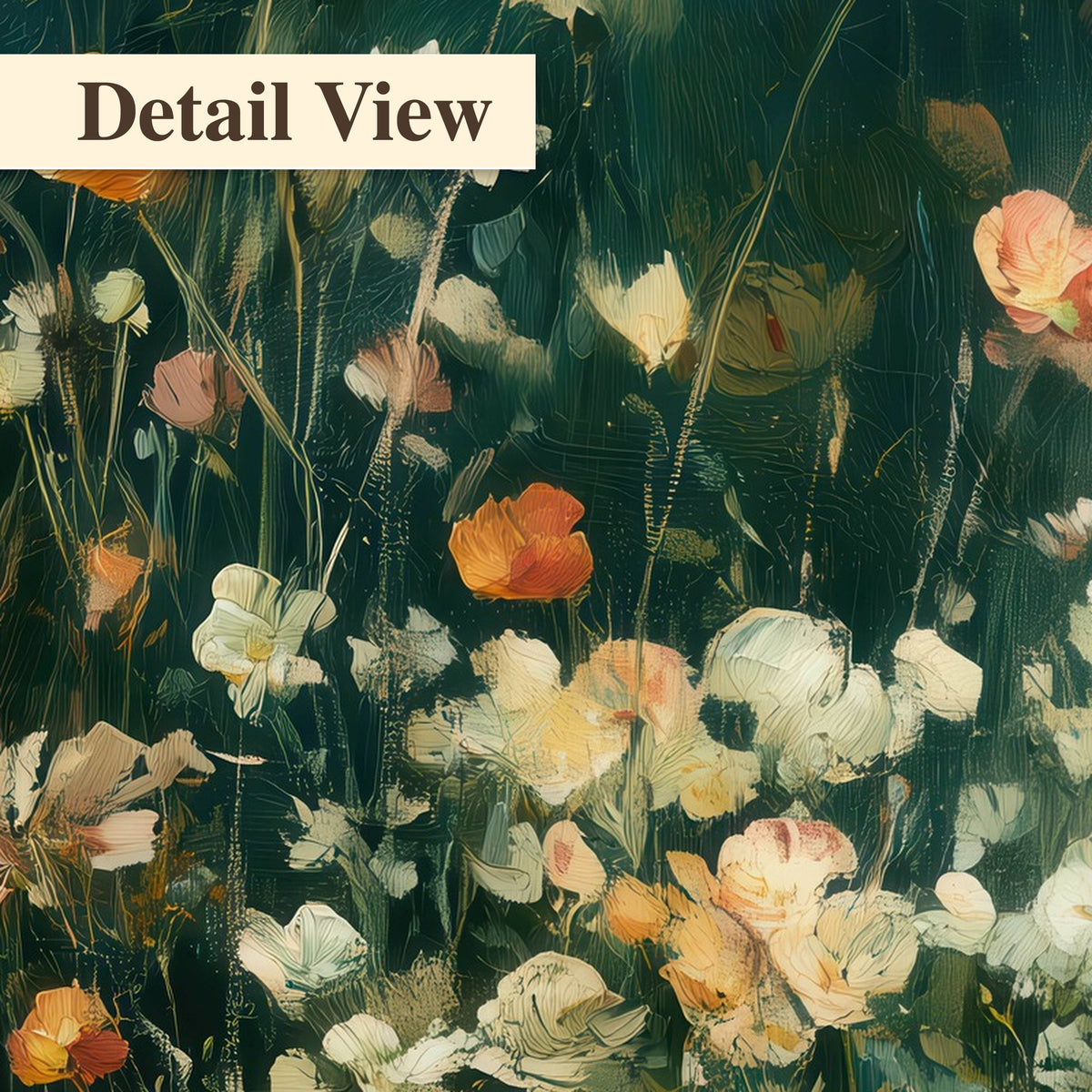 Moody wildflower garden painting detail close-up