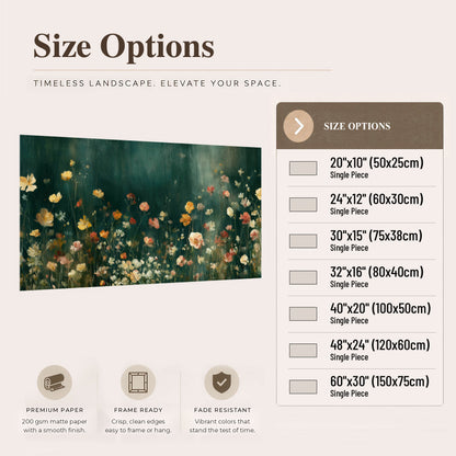 Moody wildflower garden painting poster print size options
