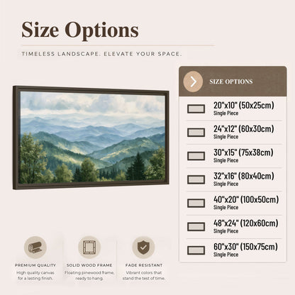 Smoky mountain vista painting framed canvas wall art size options