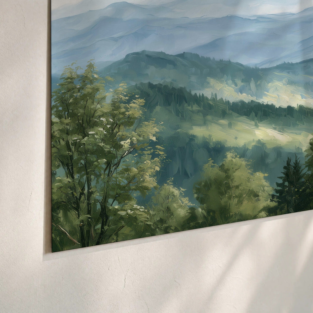 Smoky mountain vista painting poster print close-up on matte paper