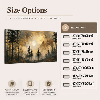 Moonlit pine forest painting canvas wall art size options
