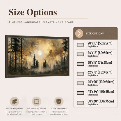 Moonlit pine forest painting framed canvas wall art size options