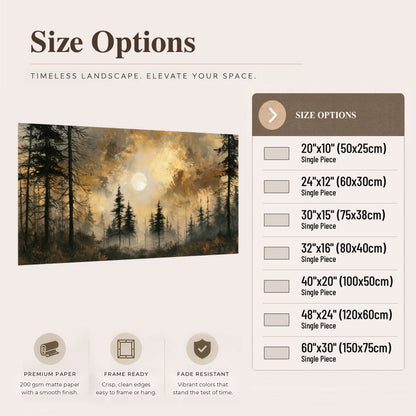 Moonlit pine forest painting poster print size options