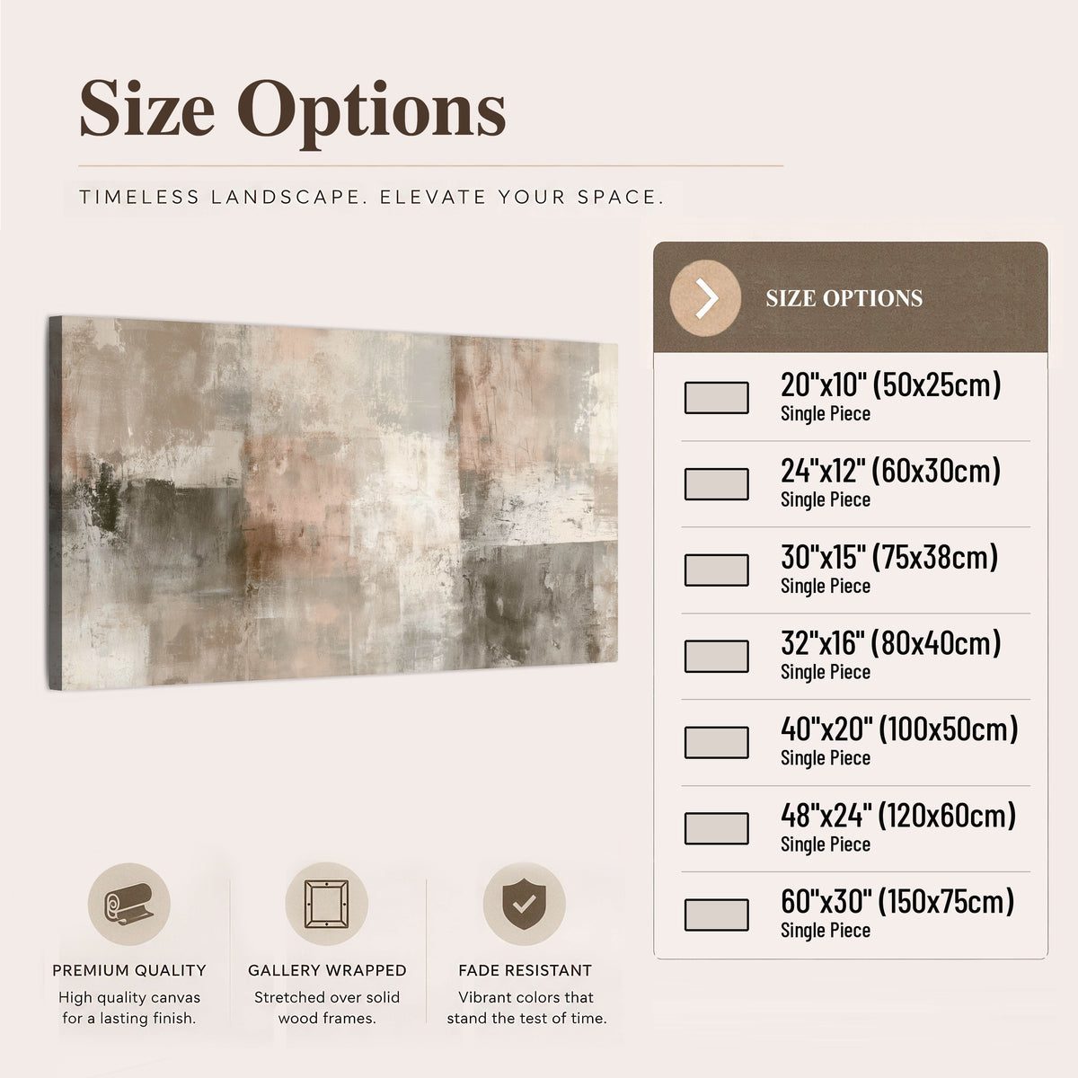 Blush and taupe abstract painting canvas wall art size options