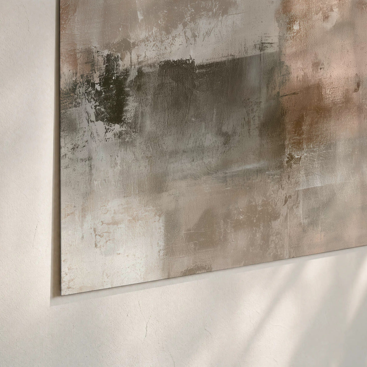 Blush and taupe abstract painting poster print close-up on matte paper