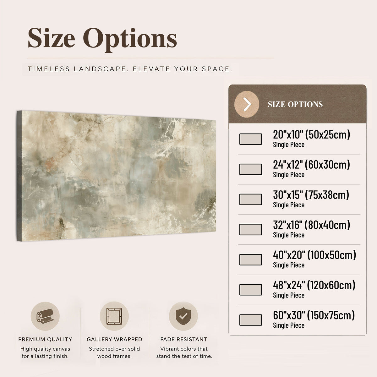 Neutral marble abstract painting canvas wall art size options