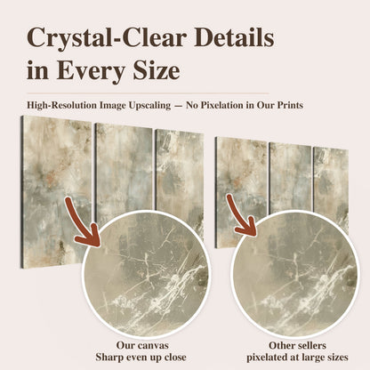 Neutral marble abstract painting high-resolution print quality comparison