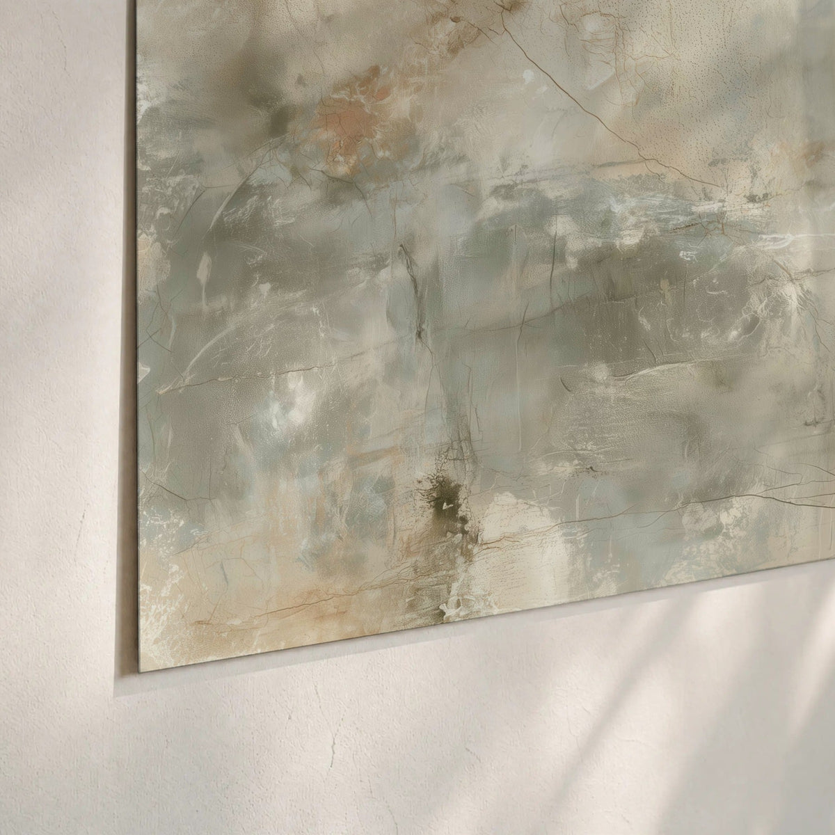Neutral marble abstract painting poster print close-up on matte paper