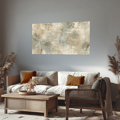 Neutral marble abstract painting poster print in a rustic living room