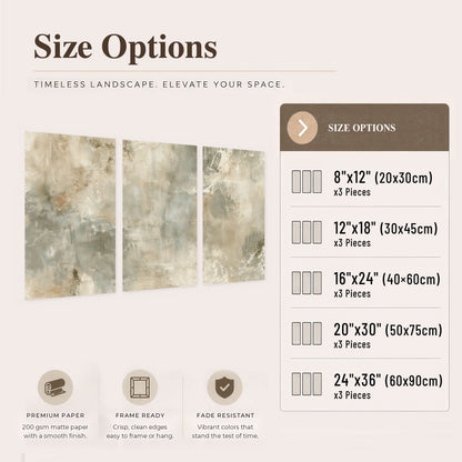 Neutral marble abstract painting set of 3 poster prints size options