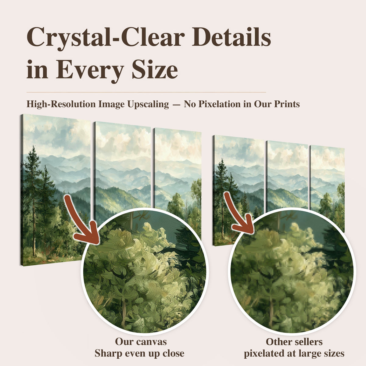 Green mountain valley painting high-resolution print quality comparison