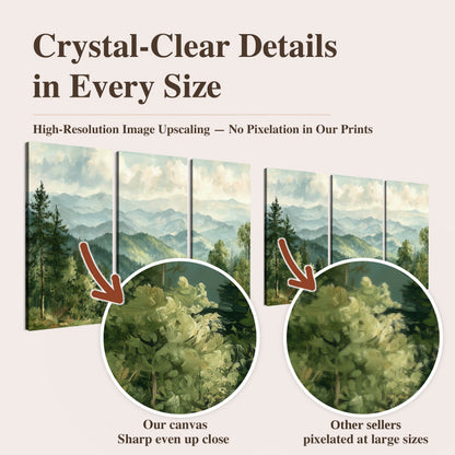 Green mountain valley painting high-resolution print quality comparison