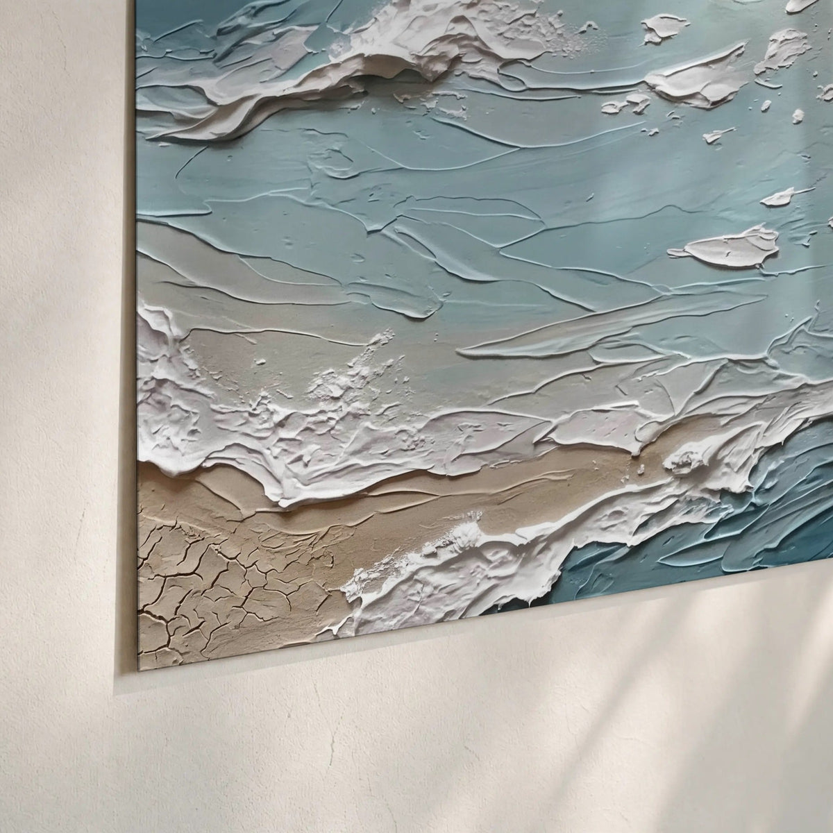 Textured ocean wave painting poster print close-up on matte paper