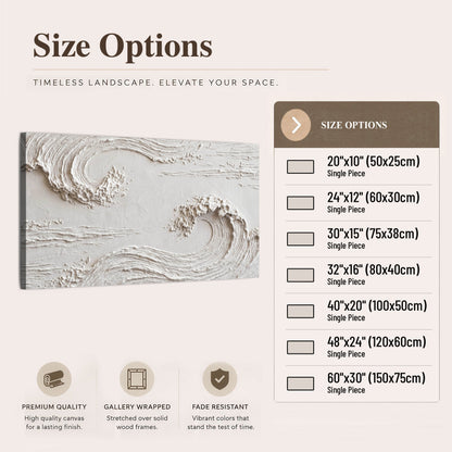 White plaster wave art canvas wall art size options