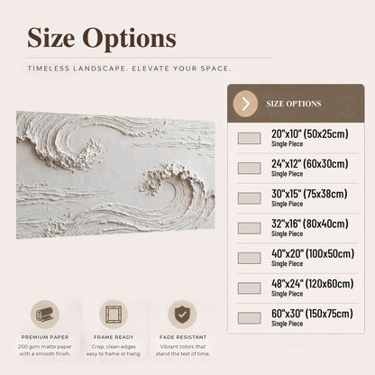 White plaster wave art poster print size options
