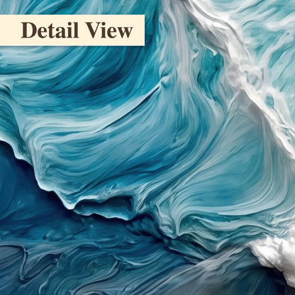 Turquoise ocean wave painting detail close-up