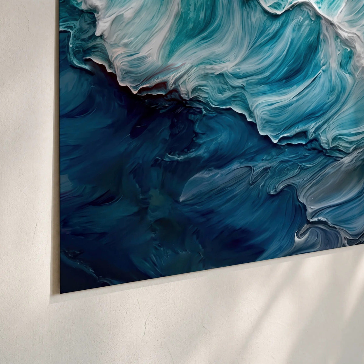 Turquoise ocean wave painting poster print close-up on matte paper