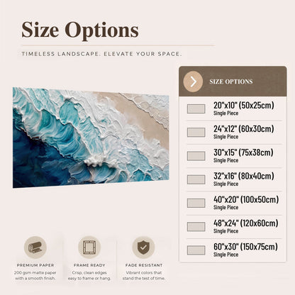 Turquoise ocean wave painting poster print size options
