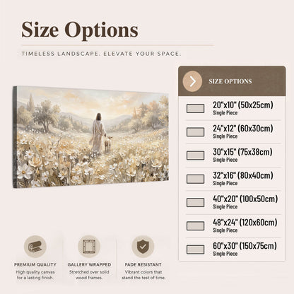 Jesus and lamb flower field painting canvas wall art size options