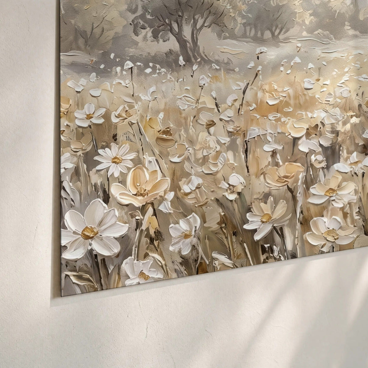 Jesus and lamb flower field painting poster print close-up on matte paper