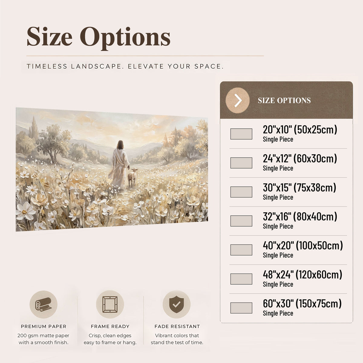 Jesus and lamb flower field painting poster print size options