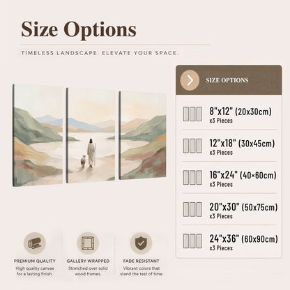 Minimalist Good Shepherd painting 3 piece canvas wall art size options