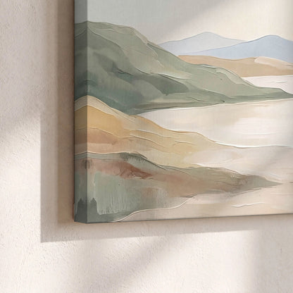 Minimalist Good Shepherd painting canvas print close-up showing the gallery-wrapped edge