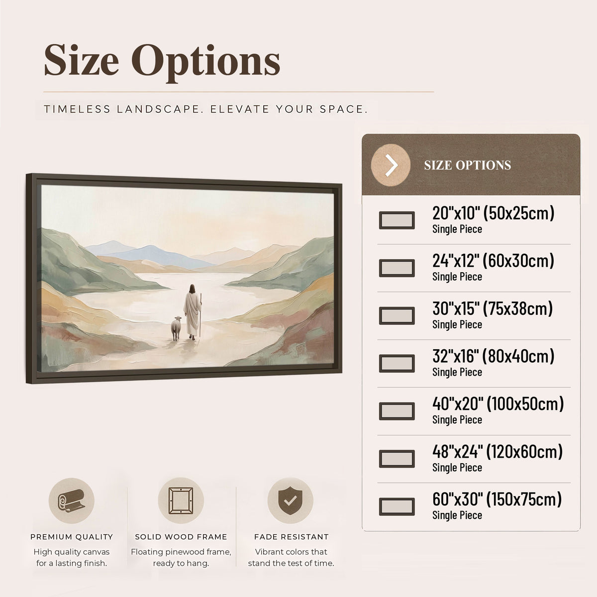 Minimalist Good Shepherd painting framed canvas wall art size options