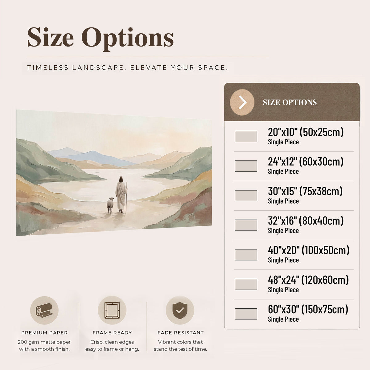 Minimalist Good Shepherd painting poster print size options