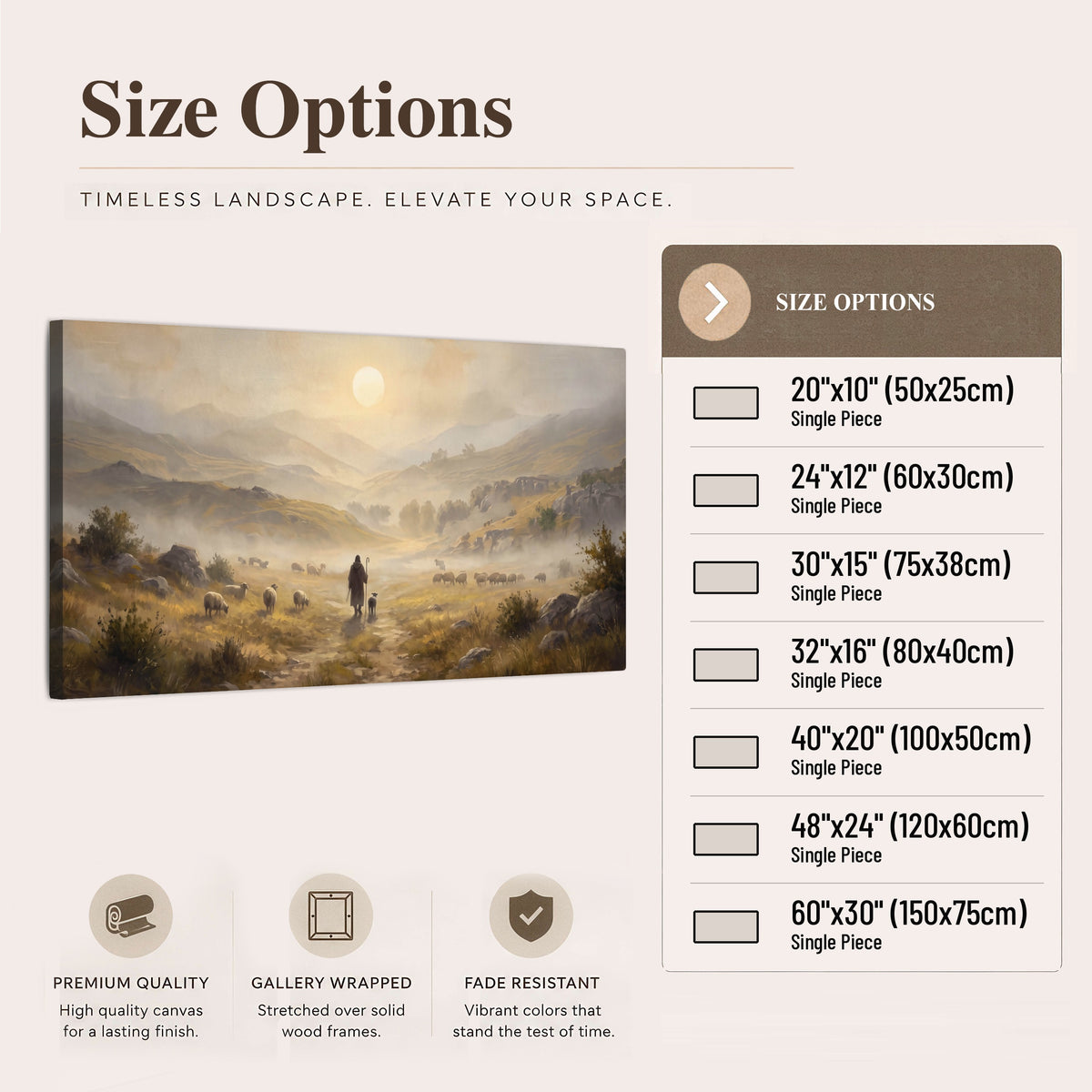 Shepherd and flock painting canvas wall art size options