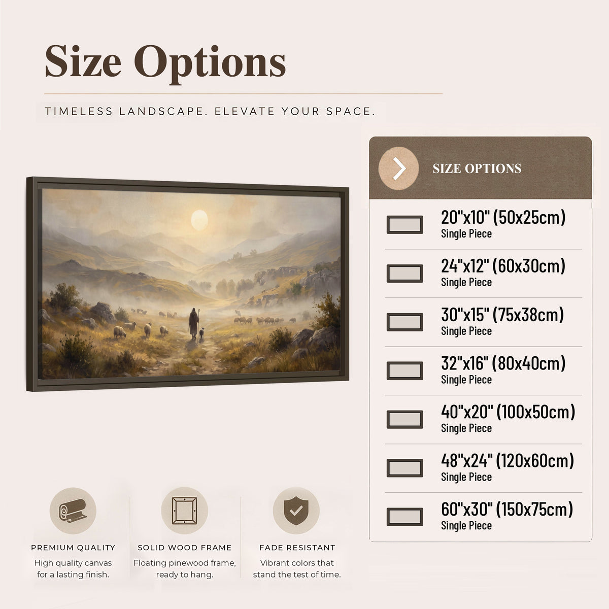 Shepherd and flock painting framed canvas wall art size options