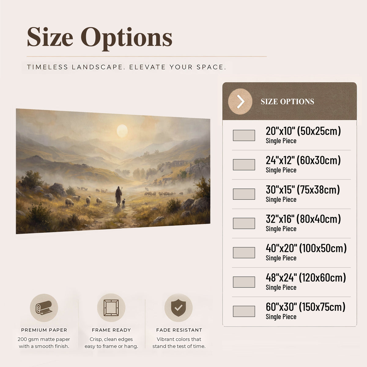 Shepherd and flock painting poster print size options