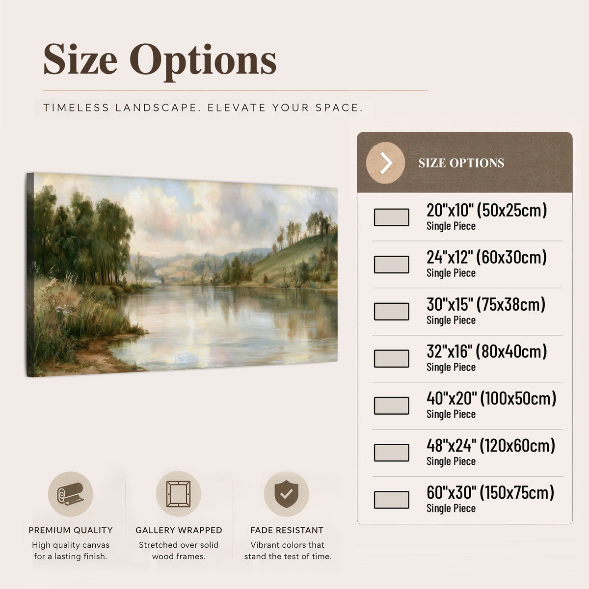 Pastel river valley painting canvas wall art size options