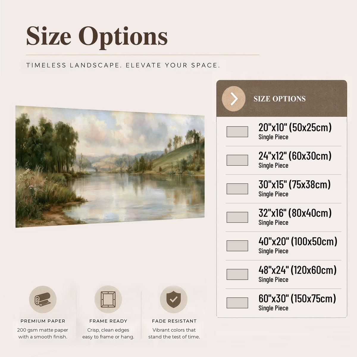 Pastel river valley painting poster print size options
