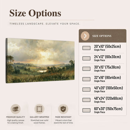 Sunbeams over countryside painting canvas wall art size options