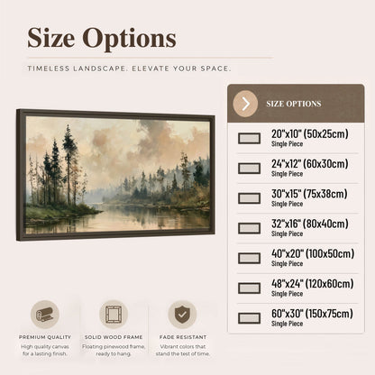 Misty pine river painting framed canvas wall art size options