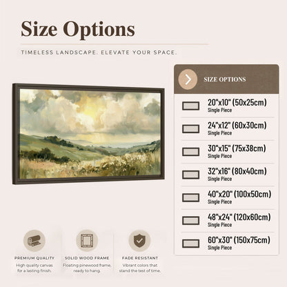 Sunlit meadow hills painting framed canvas wall art size options