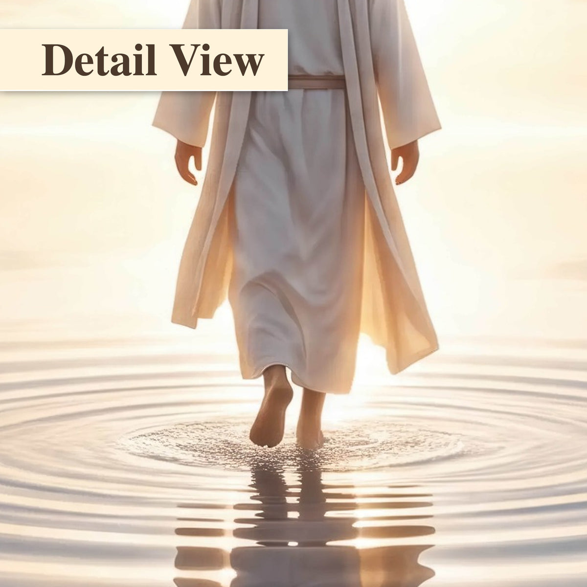 Jesus walking on water painting detail close-up