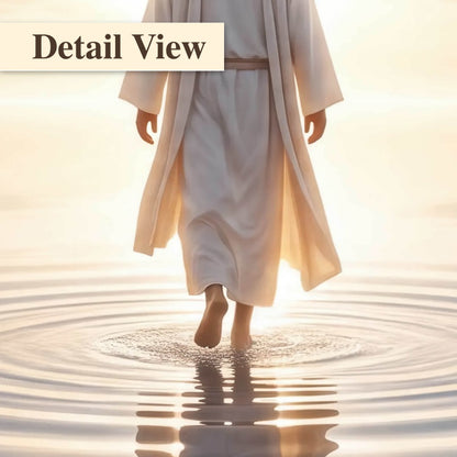 Jesus walking on water painting detail close-up